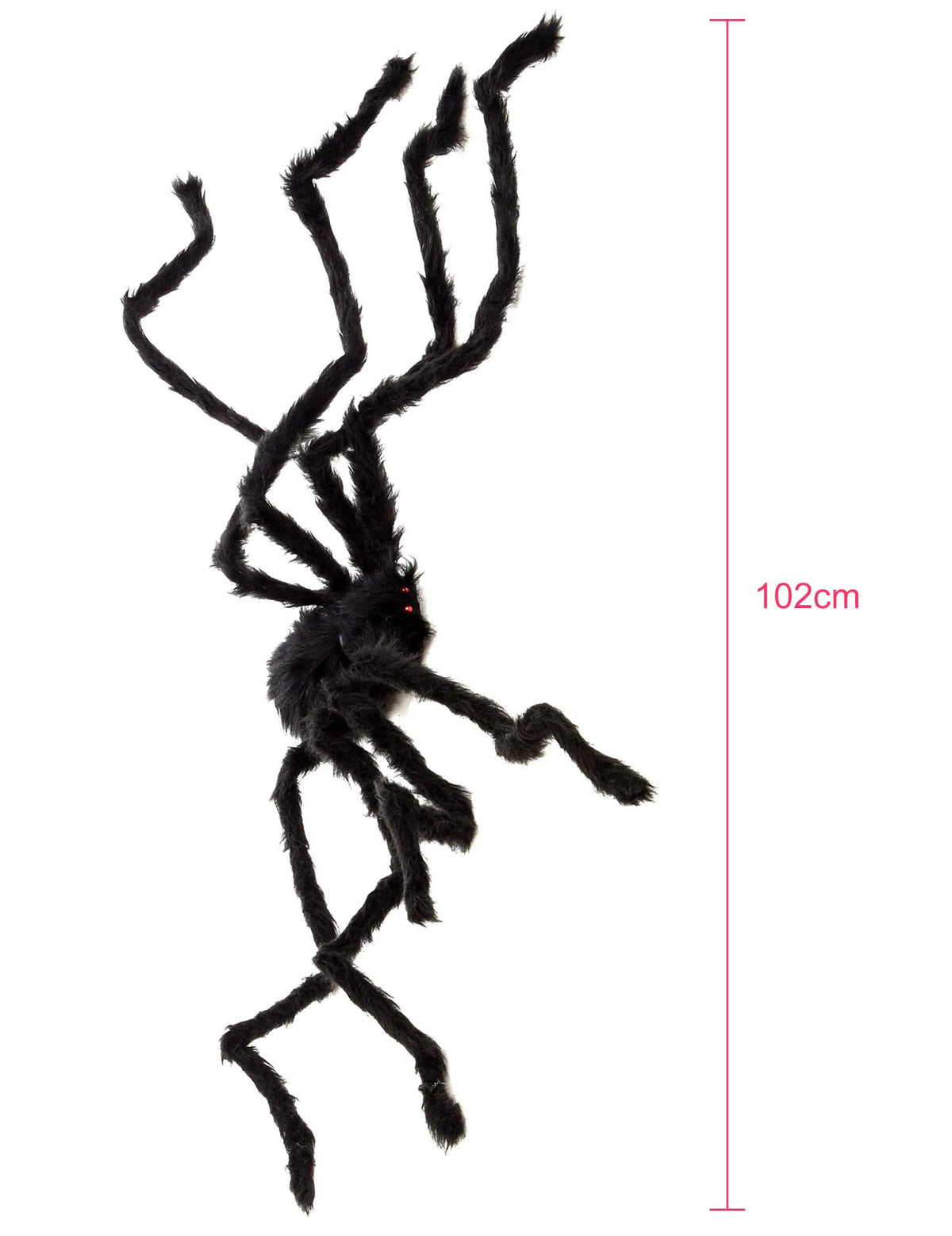 Vista general de las dimensiones de la araña peluda halloween