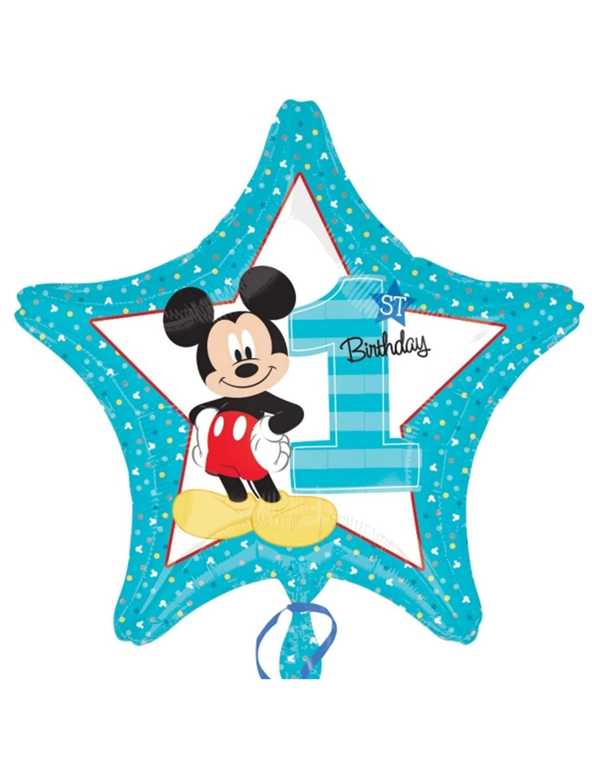 globo de aluminio 1er cumpleaños Mickey para niño azul turquesa en forma de estrella