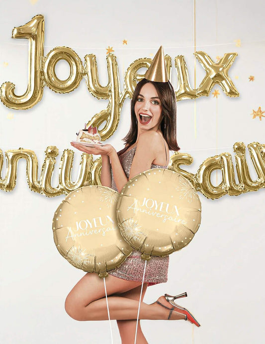 Globo de aluminio feliz cumpleaños dorado 35 cm