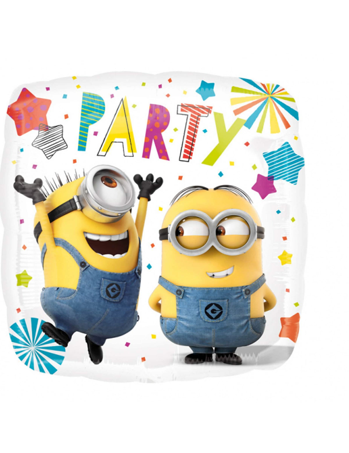 Globo de aluminio Los Minions Party para niño amarillo y azul con confetis