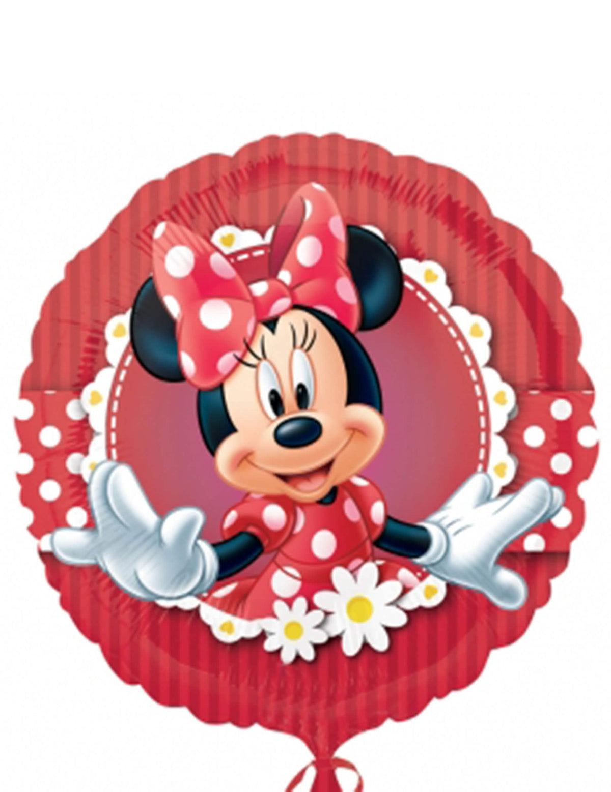 Globo de aluminio Minnie para niño rojo y blanco con lunares y flores