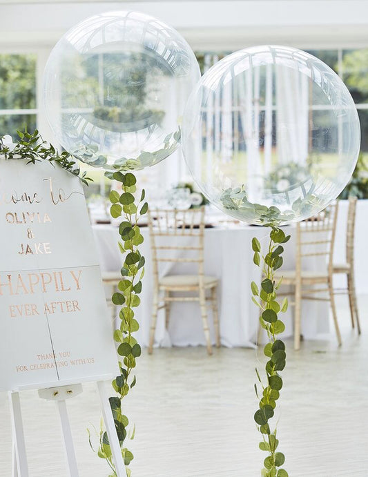 Mise en situation décorative du ballon bulle mariage nature