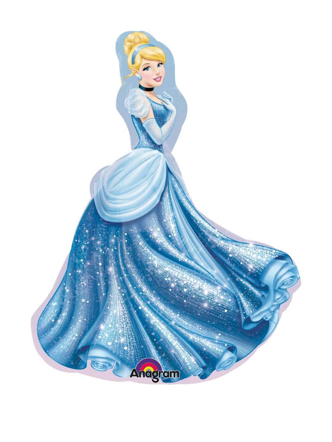 Globo de aluminio Cenicienta Disney para niño azul con purpurina