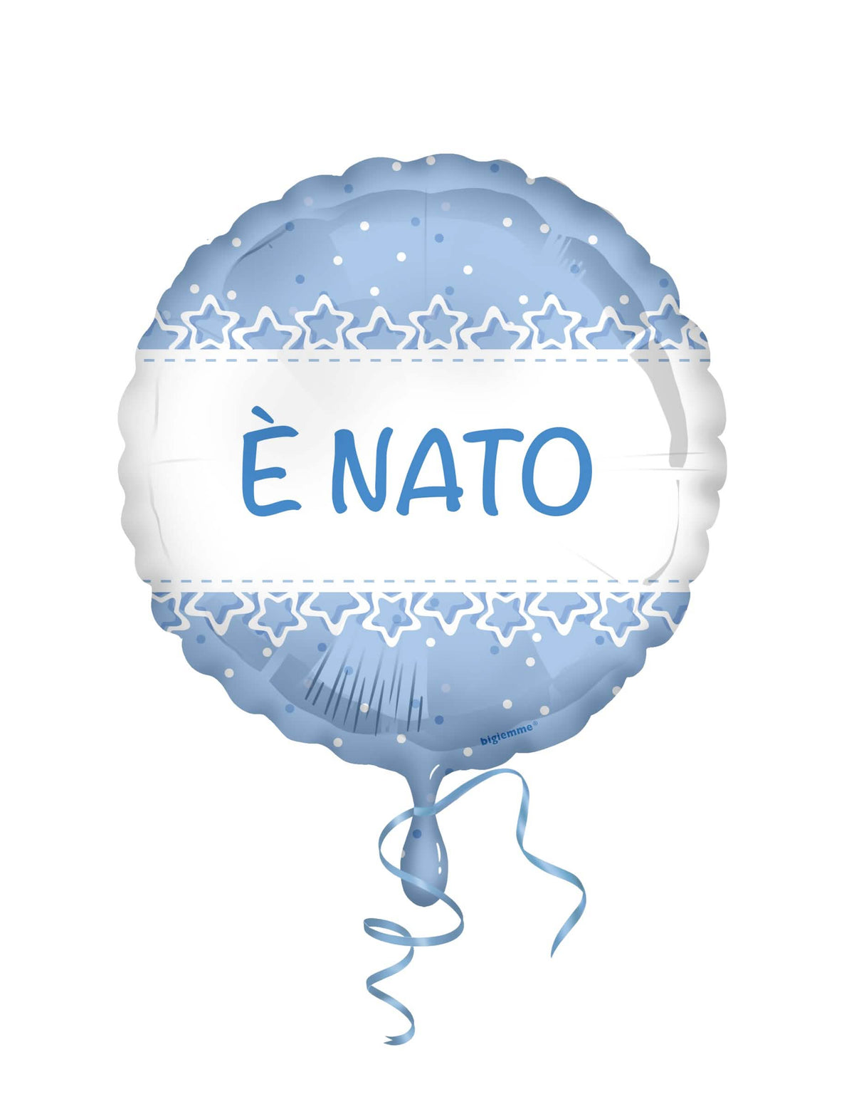 Globo de lámina estrellas de bautizo para niño azul claro con inscripción È NATO