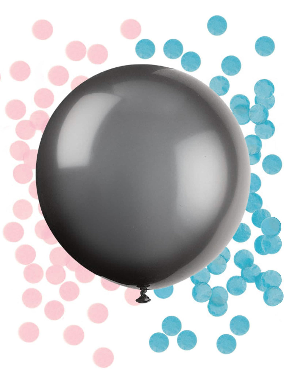 Globo de látex gigante para baby shower para revelación de género negro con confetis rosas y azules