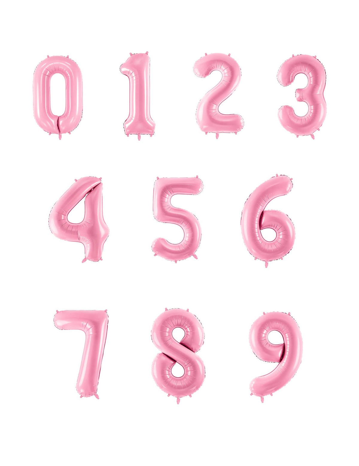 Ensemble des chiffres de 0 à 9 du Ballon géant chiffre rose pastel
