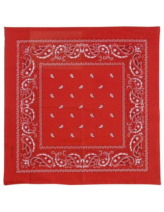 Bandana rouge pour adulte à motifs paisley blancs