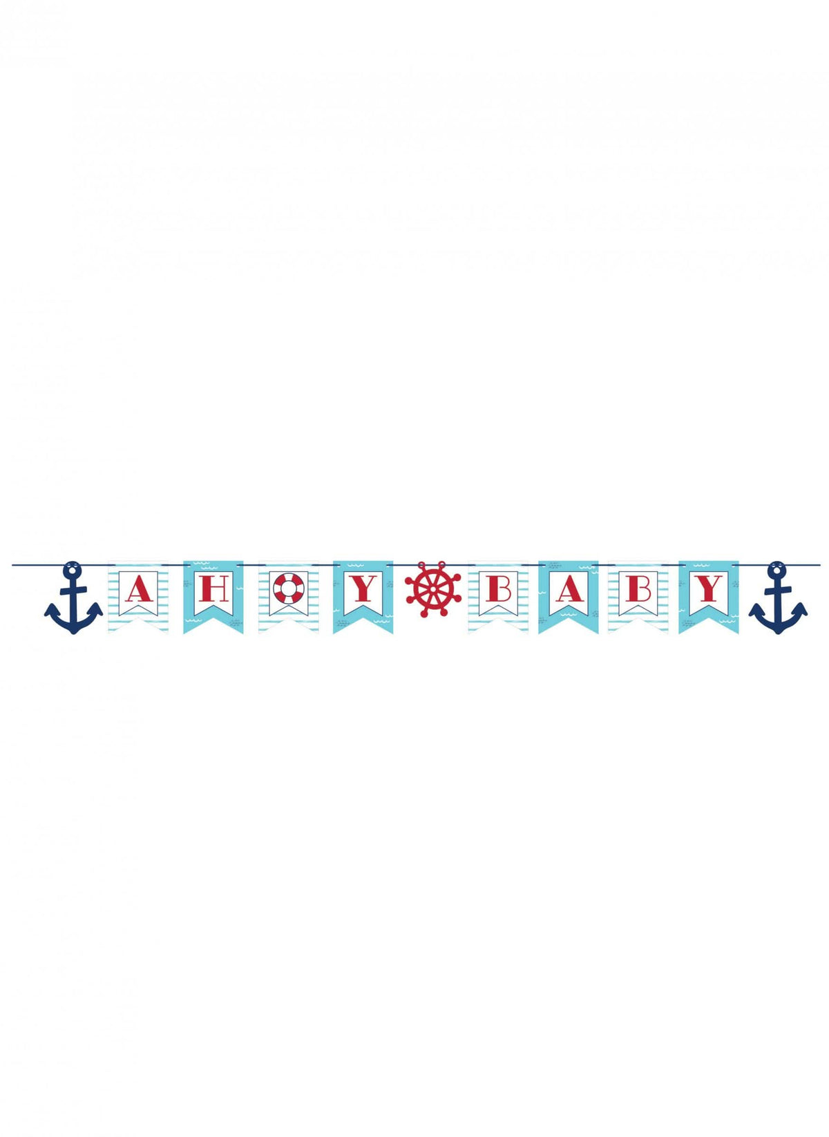 Banderín de cartón ahoy bebé pequeño barco tema marinero para bebé azul y rojo