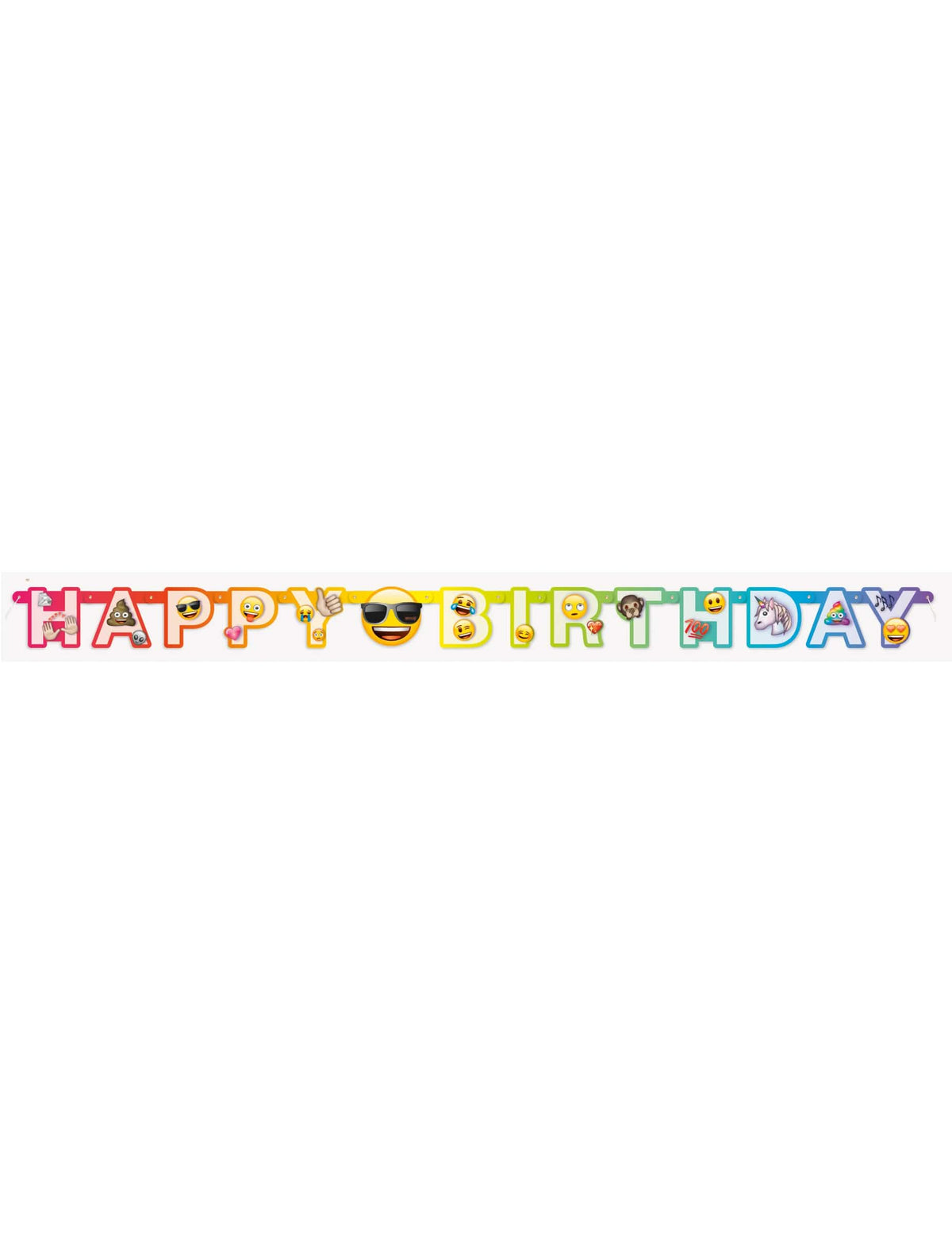 Vista general de la pancarta de cartón happy birthday Emoji Rainbow