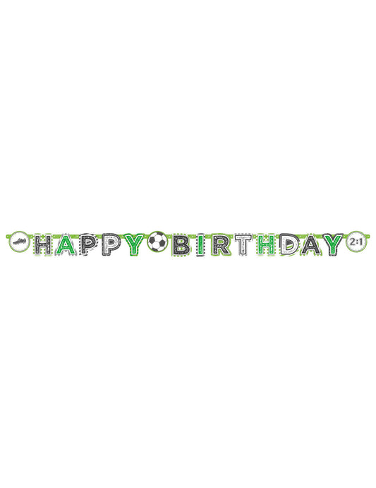 Vue d'ensemble de la bannière en papier Happy Birthday Football