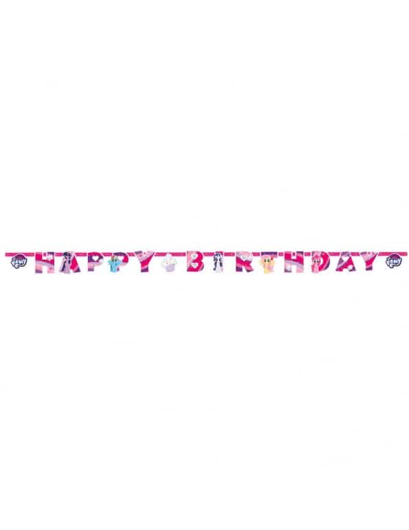 Guirnalda Happy Birthday My Little Pony para niño rosa y violeta