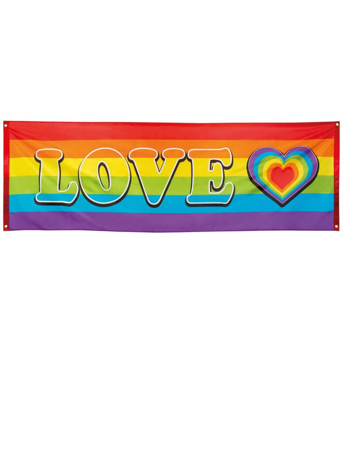 Banner LOVE arcoíris multicolor con motivo de corazón