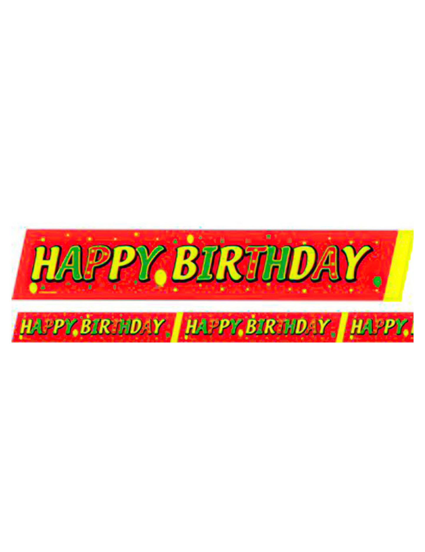 Cinta de balizamiento decoración Feliz Cumpleaños rojo-verde-amarillo 600x6cm
