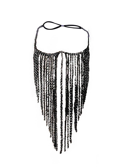 Vue à plat du bijoux de visage à franges pour adulte