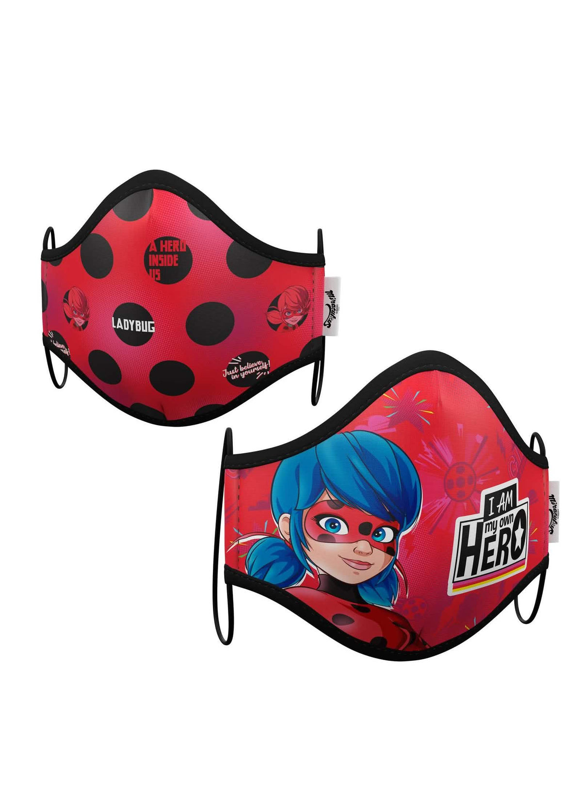 Máscaras de protección reutilizables Ladybug para niño rojo y negro a pois