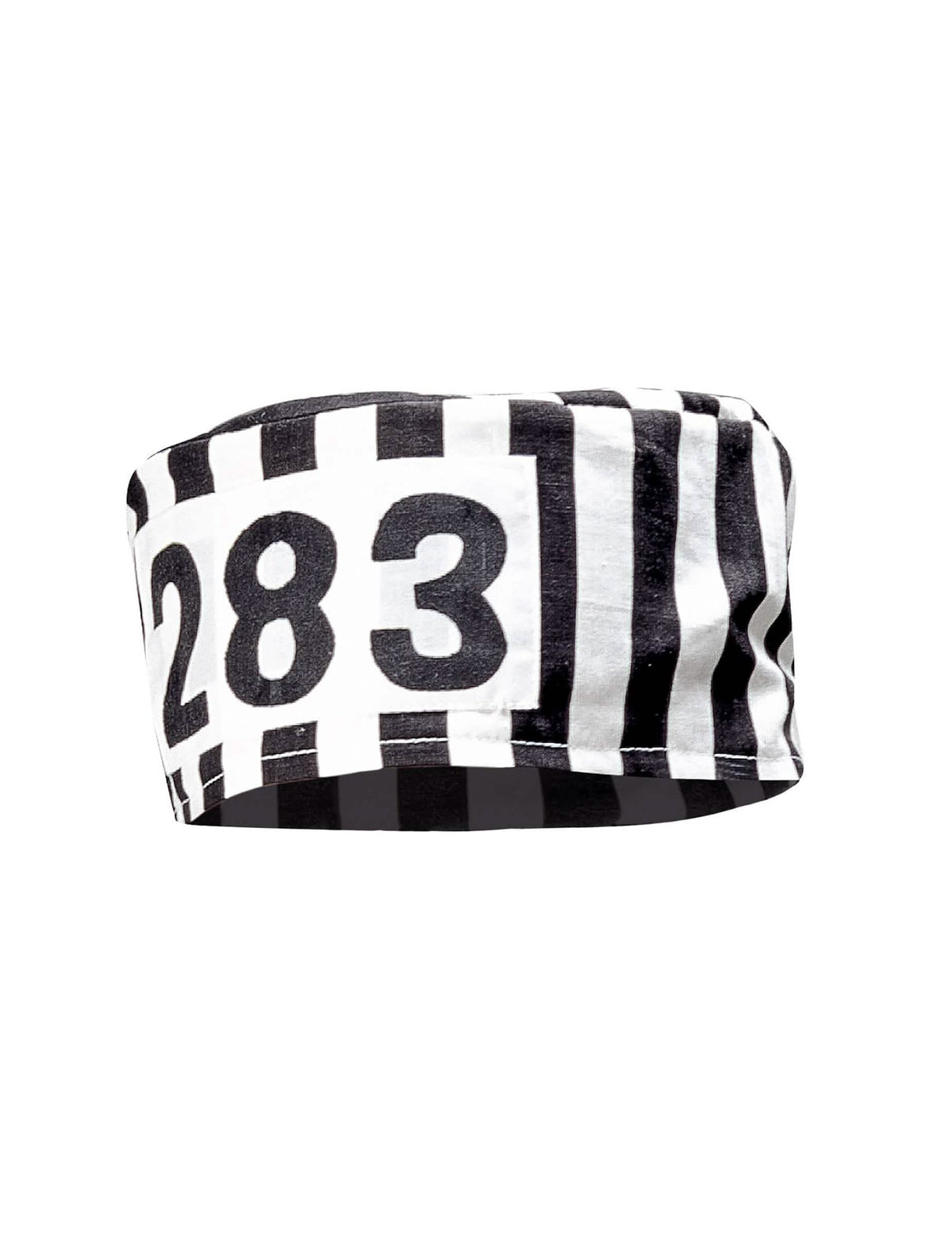 Detalle del número y de las rayas del gorro de prisionero
