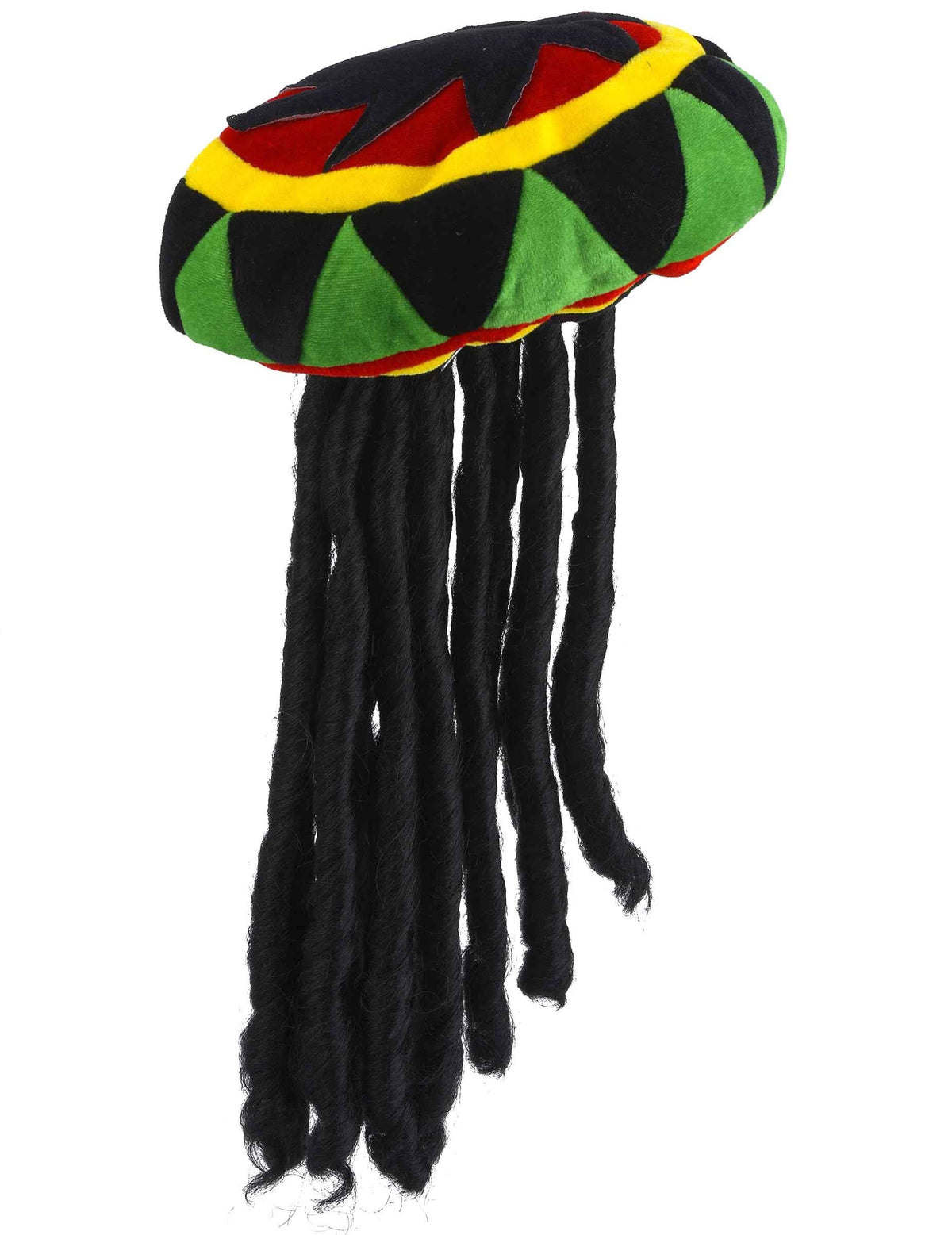 Vista de perfil del gorro rasta de terciopelo con dreadlocks para adulto