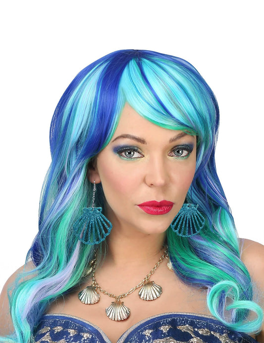 Vue de face des boucles d'oreilles coquillages brillants pour adulte