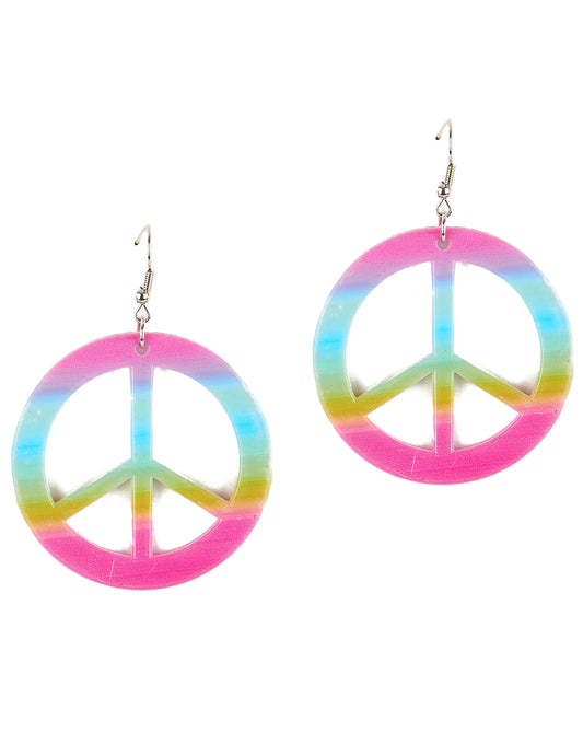 Pendientes símbolo de la paz multicolor adulto