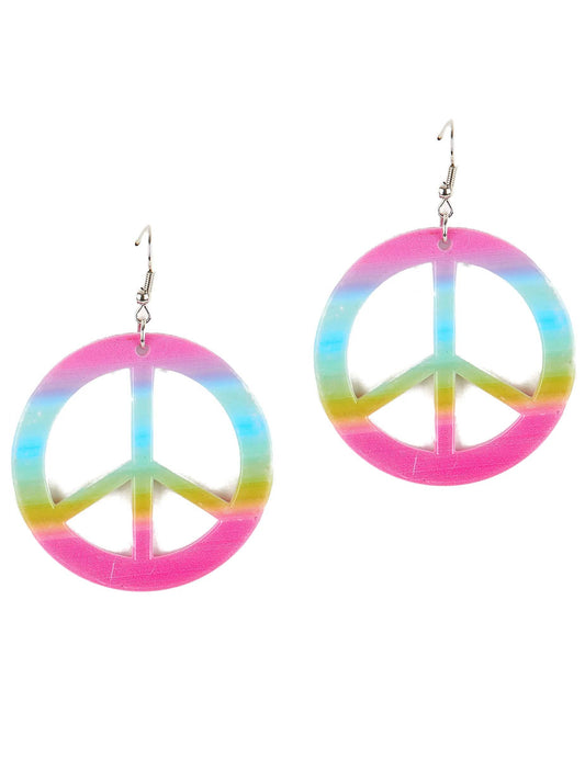 Pendientes símbolo de la paz multicolor adulto