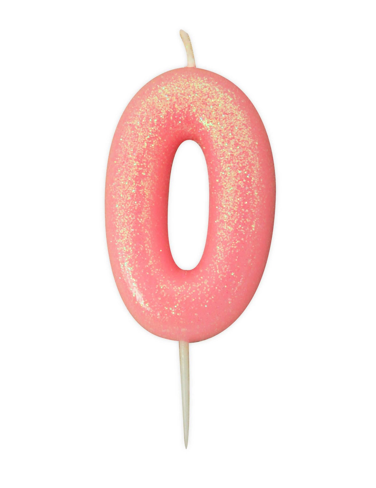 Vela de cumpleaños cifra 0 rosa irisado