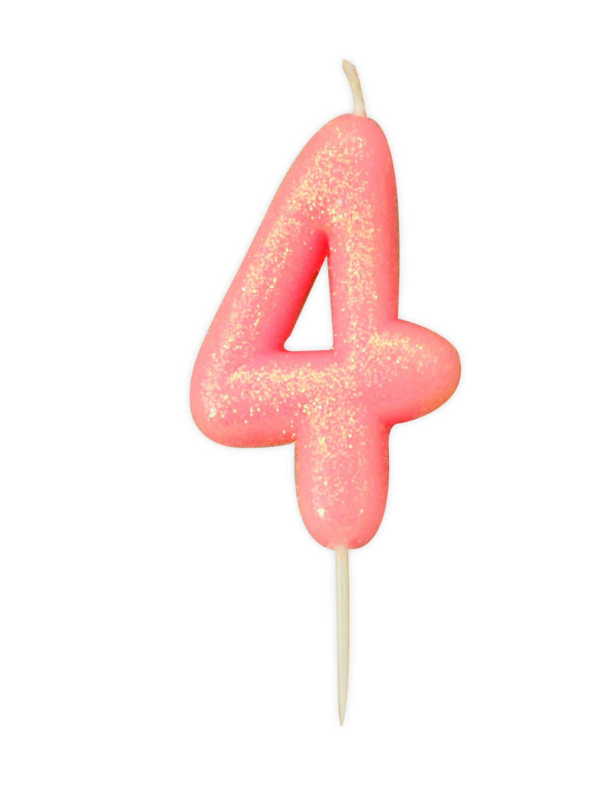 Vela número 4 para cumpleaños rosa irisado