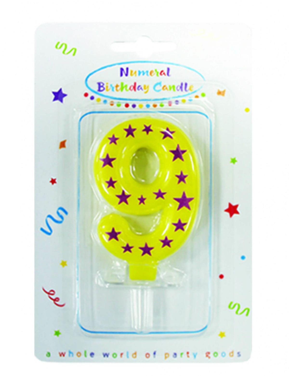 Bougie chiffre étoiles pour gâteau d'anniversaire jaune chiffre 9