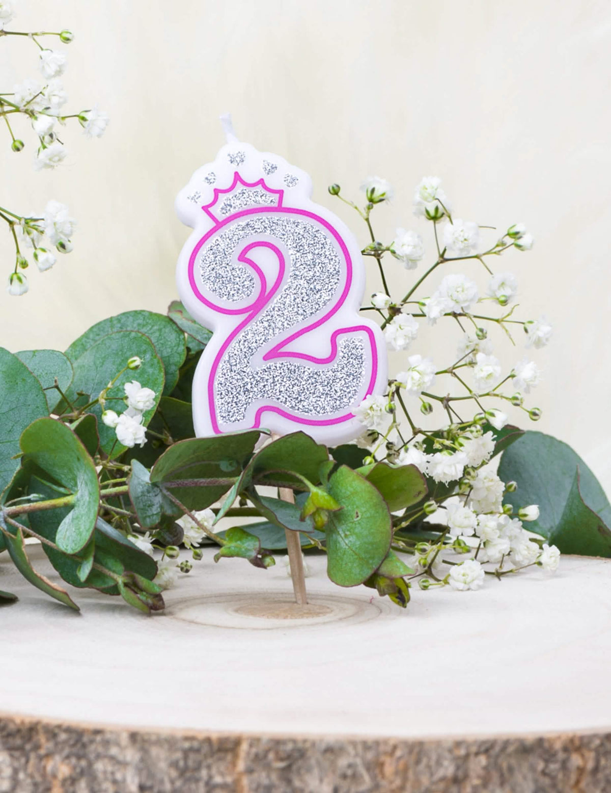 Decoración escénica de la vela de cumpleaños número 2 princesa