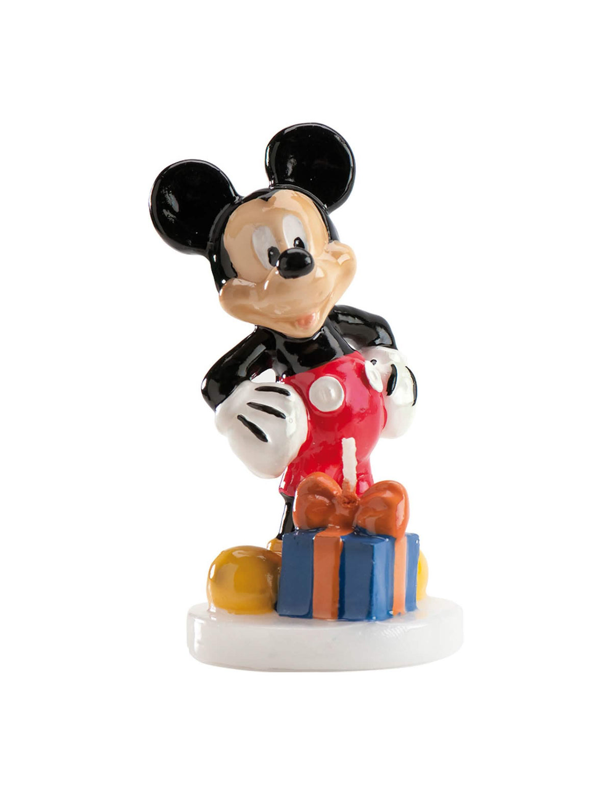 Vela de cumpleaños Mickey Disney con regalo azul y short rojo