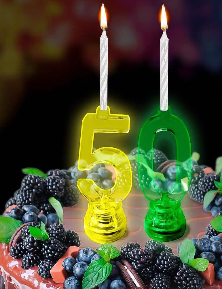 Decoración para pastel con vela luminosa LED número 5 para cumpleaños multicolor