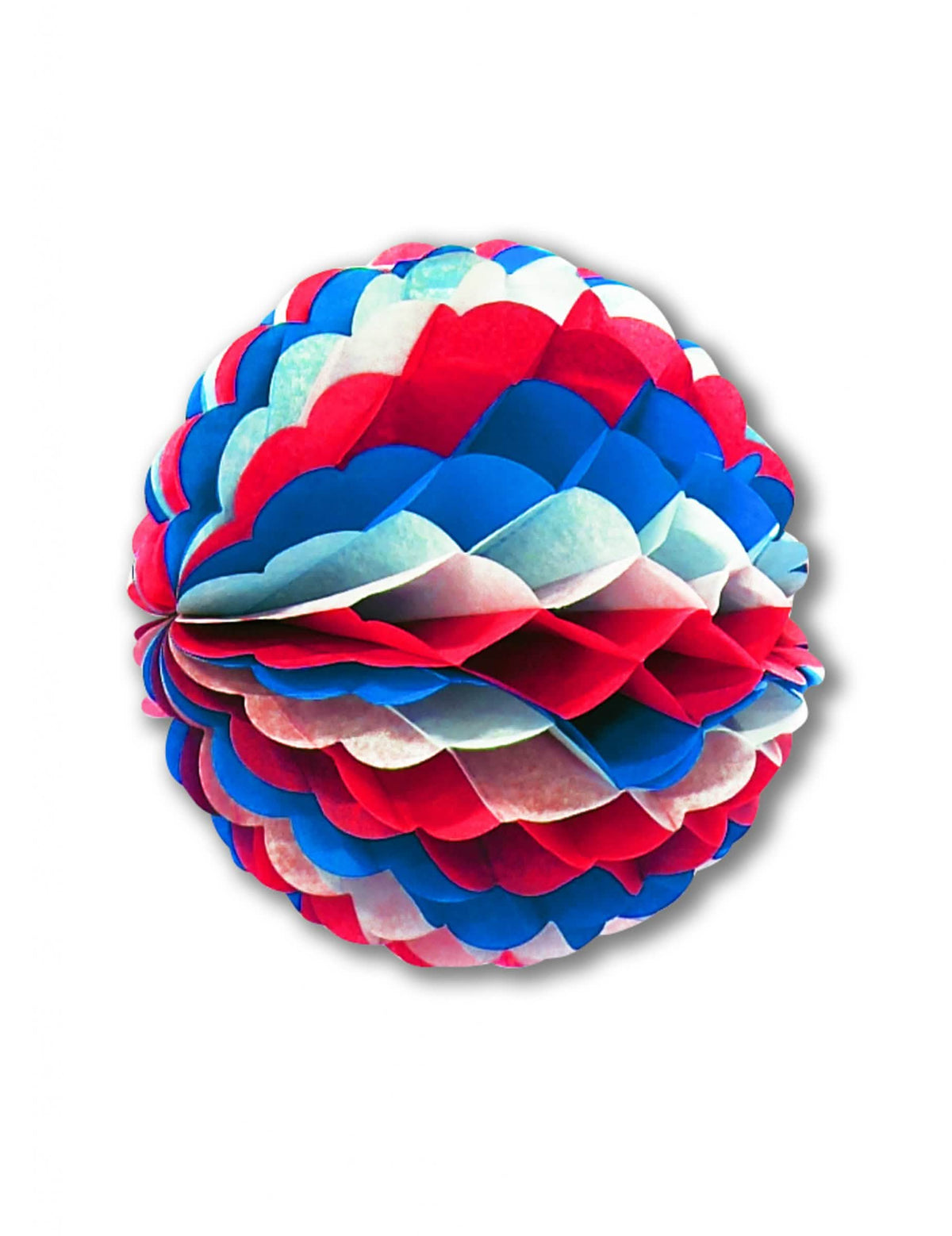 Boule en papier alvéolé bleu blanc rouge pour décoration de fête