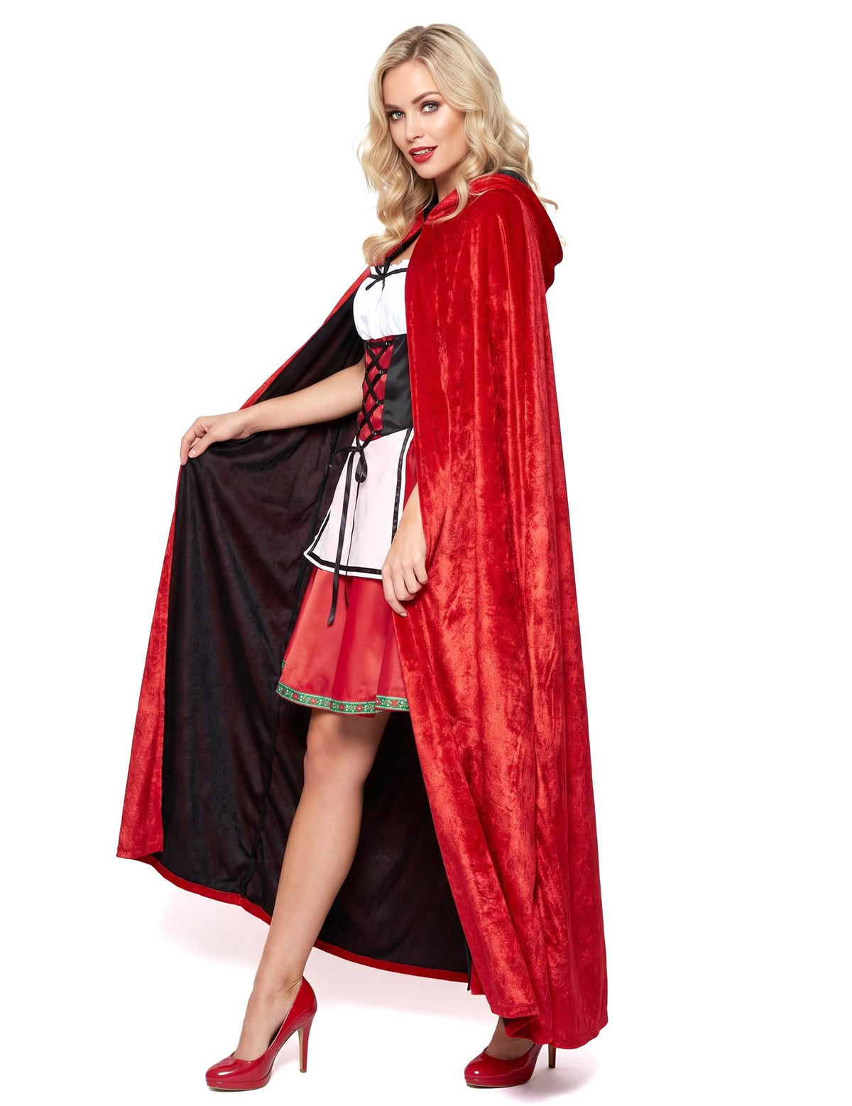 Capa vampiro terciopelo rojo y negro reversible lujo adulto