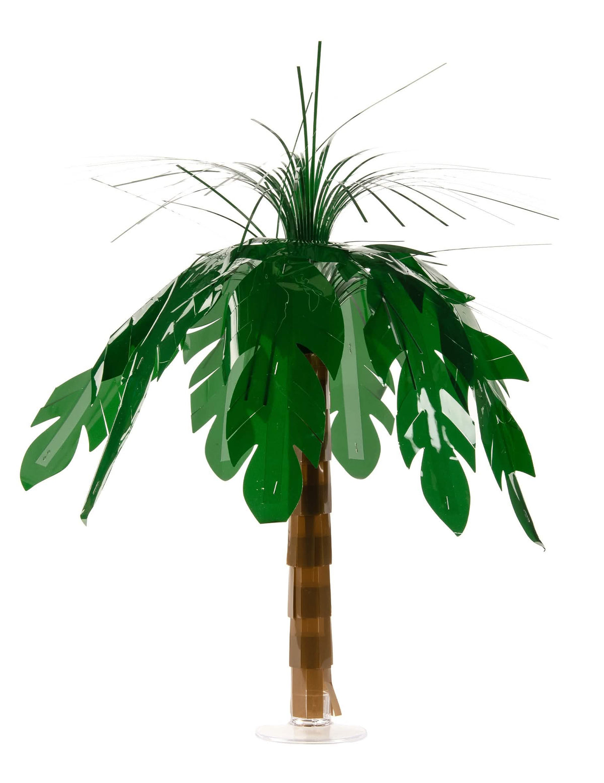 Centro de mesa con palmera para fiesta verde y marrón