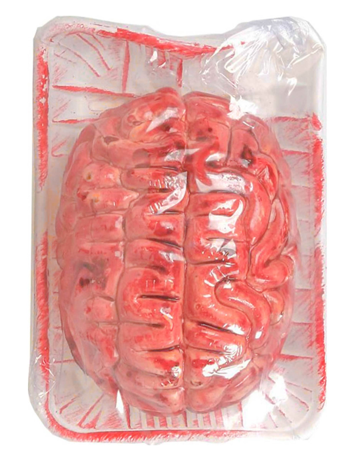 Cerebro ensangrentado halloween para decoración rosa y rojo bajo bandeja