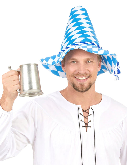 Sombrero de bávaro azul y blanco adulto