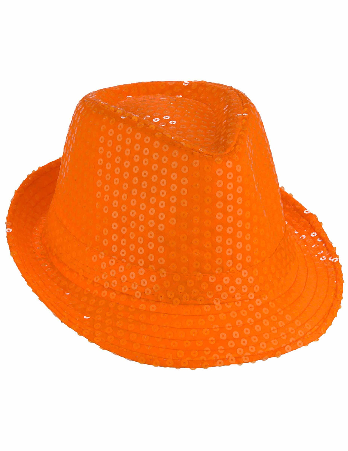 Vista de perfil del sombrero borsalino con lentejuelas