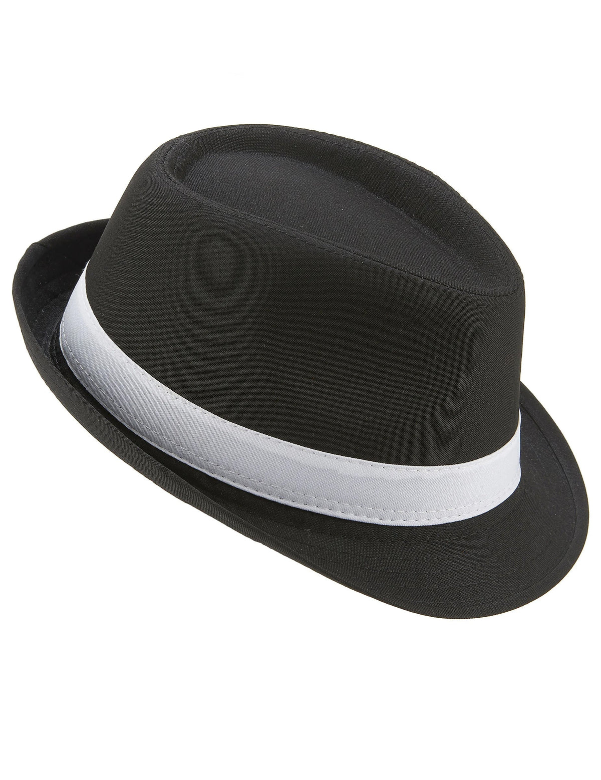 Sombrero borsalino negro banda blanca adulto