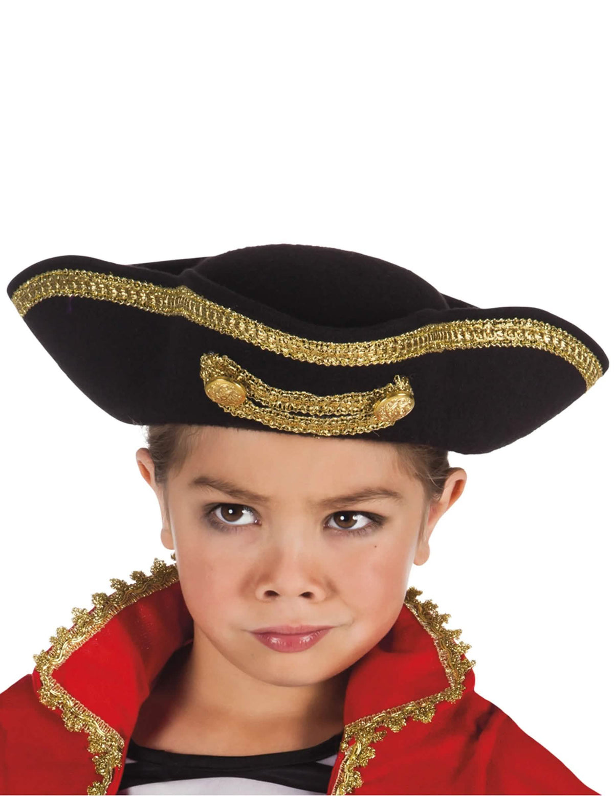 Primer plano del sombrero de capitán pirata para niño