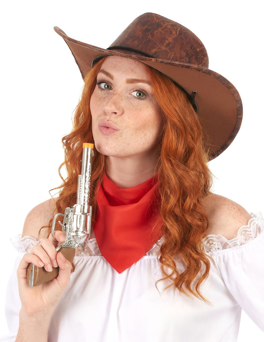 Sombrero cowboy marrón imitación cuero adulto