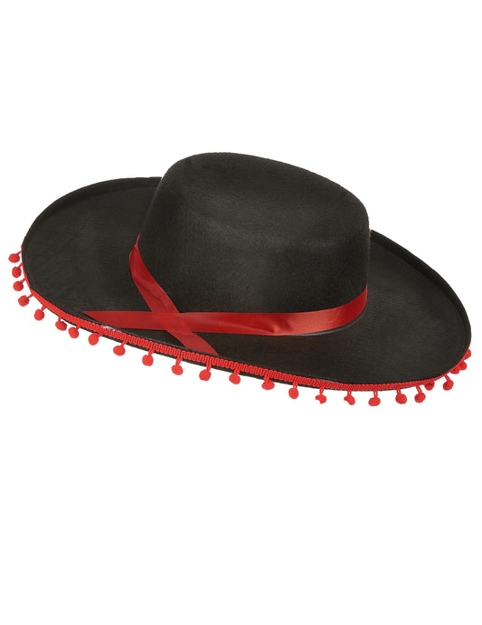 Sombrero negro y rojo