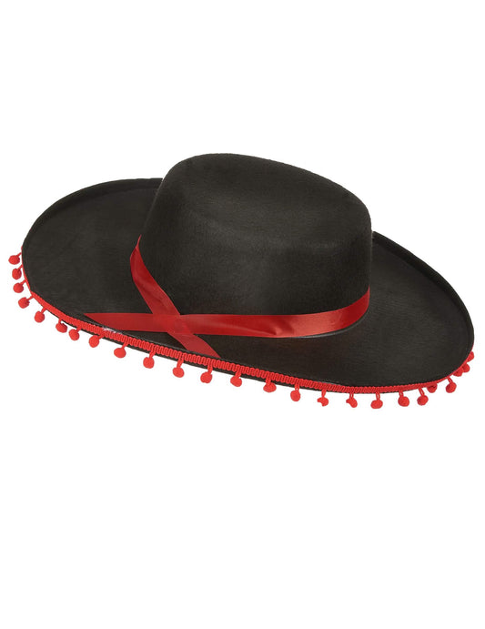 Sombrero negro y rojo