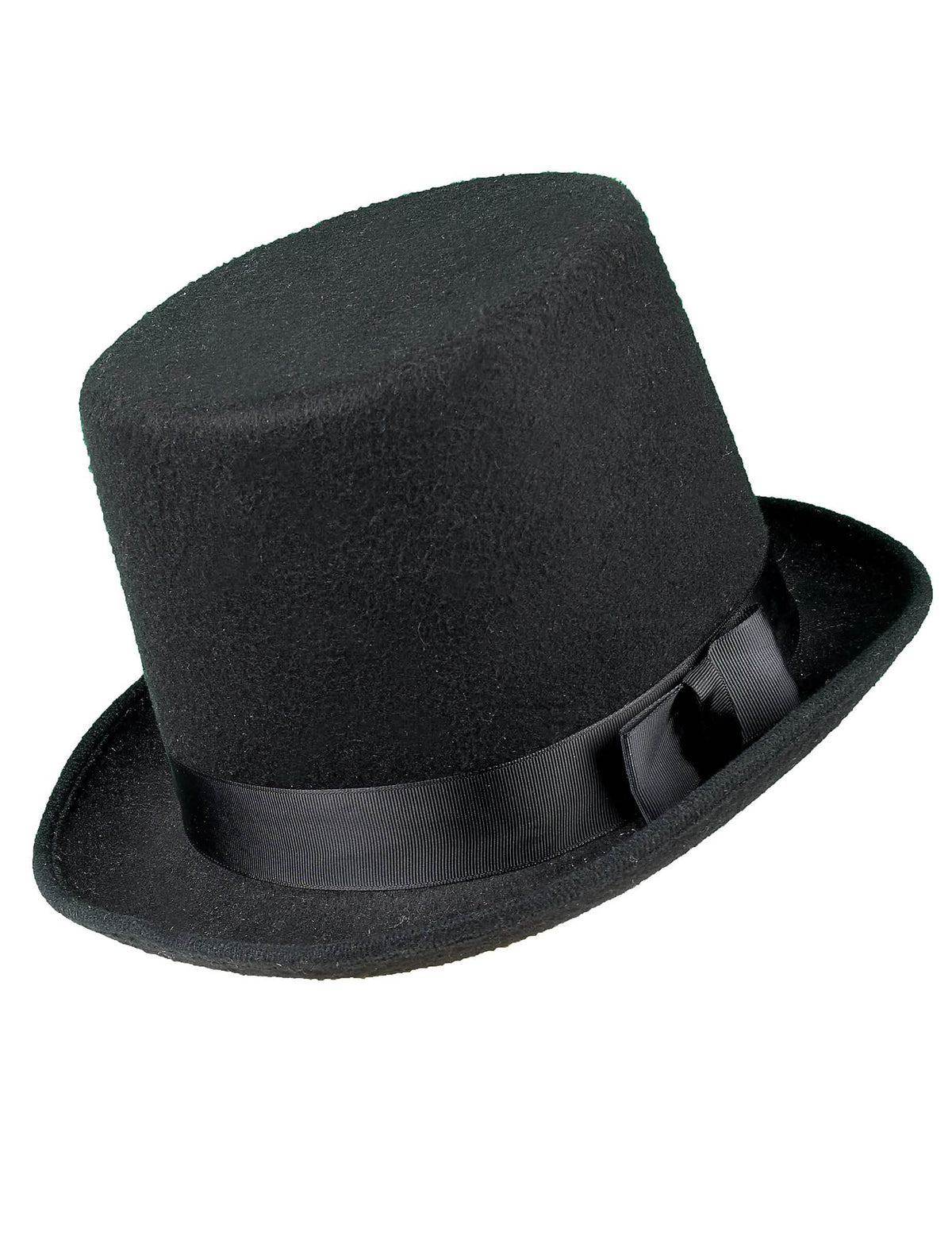 Vista de perfil del sombrero de copa para adulto negro con lazo