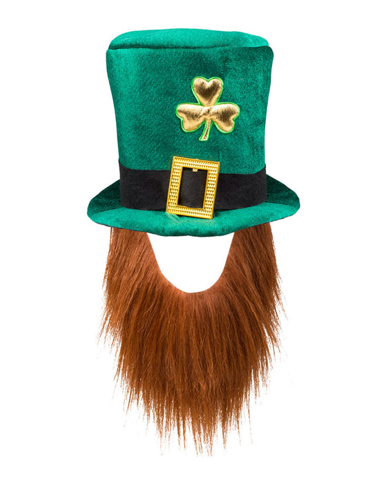 Vue de face du chapeau haut de forme Saint Patrick pour adulte