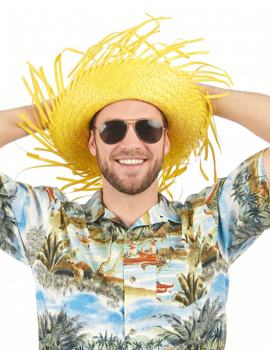 Sombrero Hawái amarillo adulto