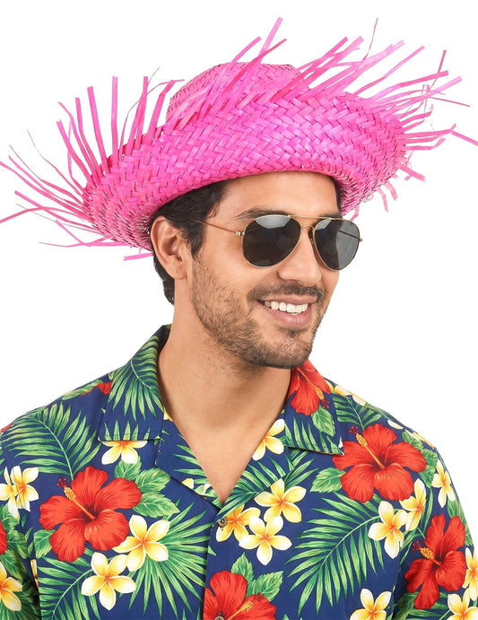 Sombrero Hawái rosa adulto