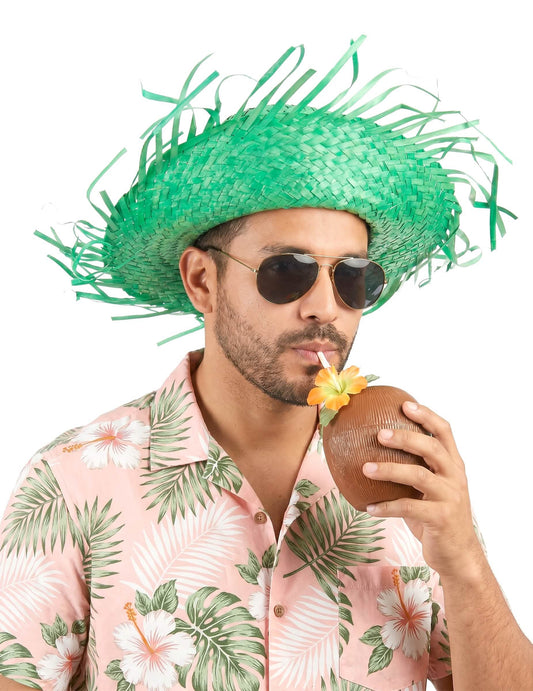 Sombrero Hawái verde adulto