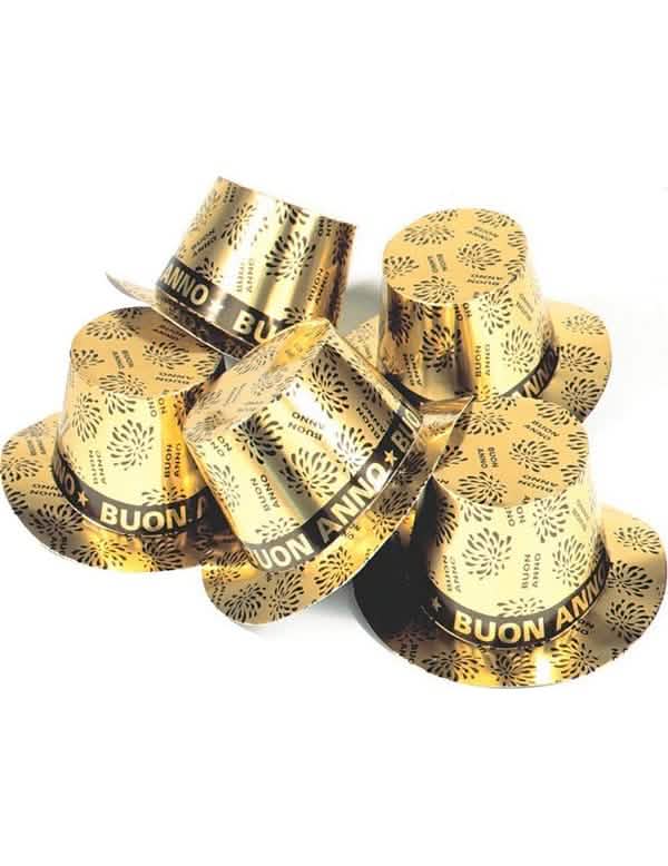 Sombrero Buon anno para adulto dorado brillante con motivos de fuegos artificiales