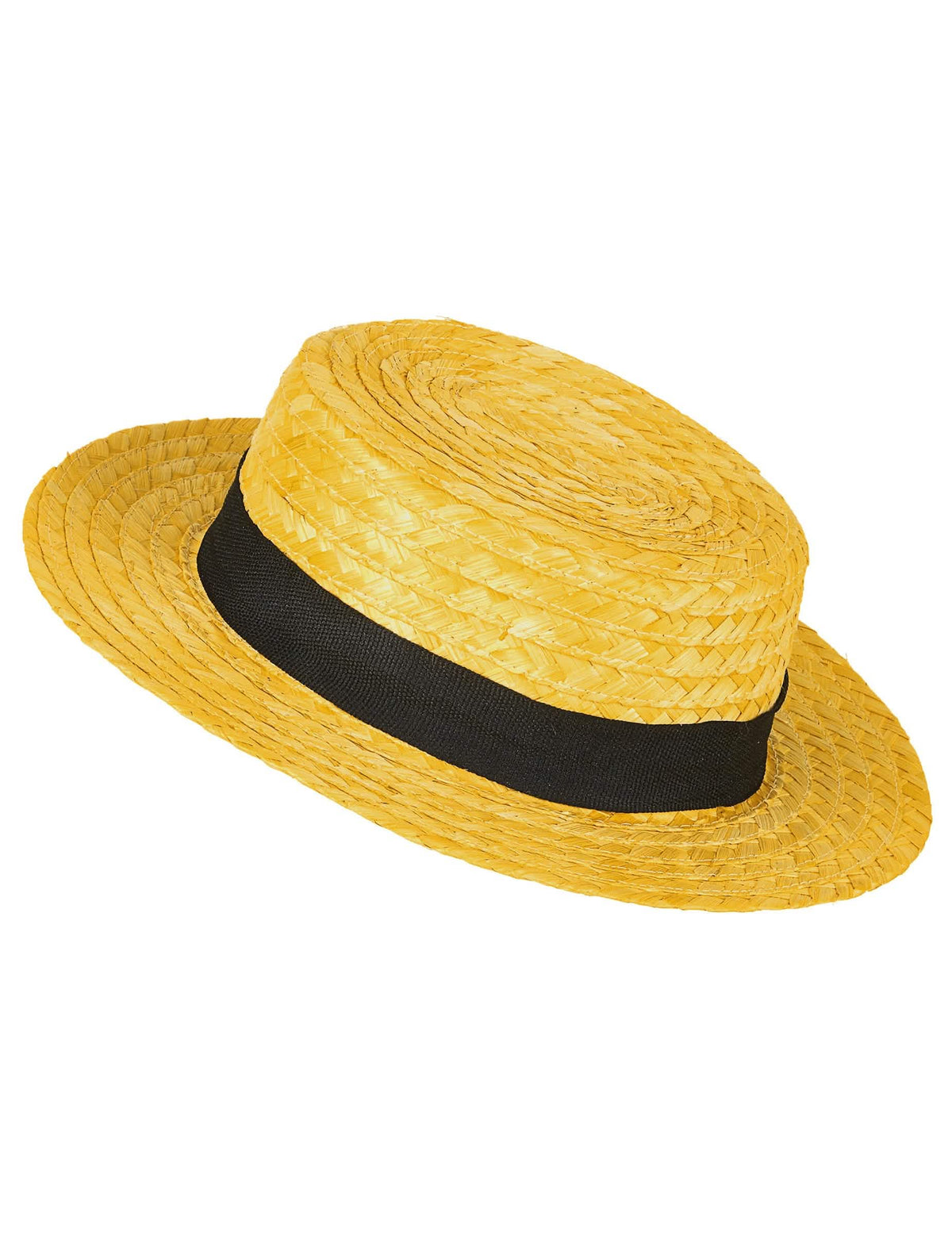 Vista de perfil del sombrero de paja canotier