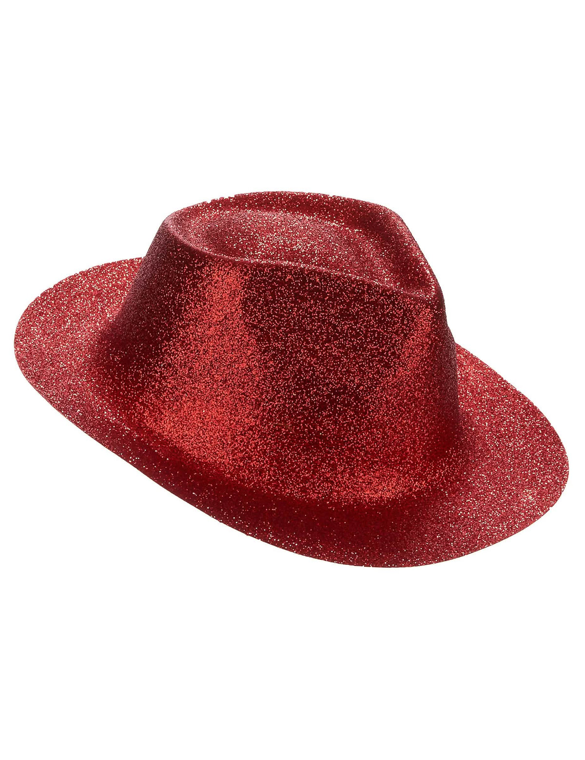 Vista de perfil del sombrero brillante para adulto rojo
