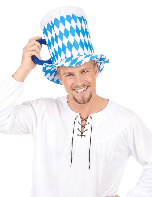 Sombrero jarra de cerveza azul y blanco adulto